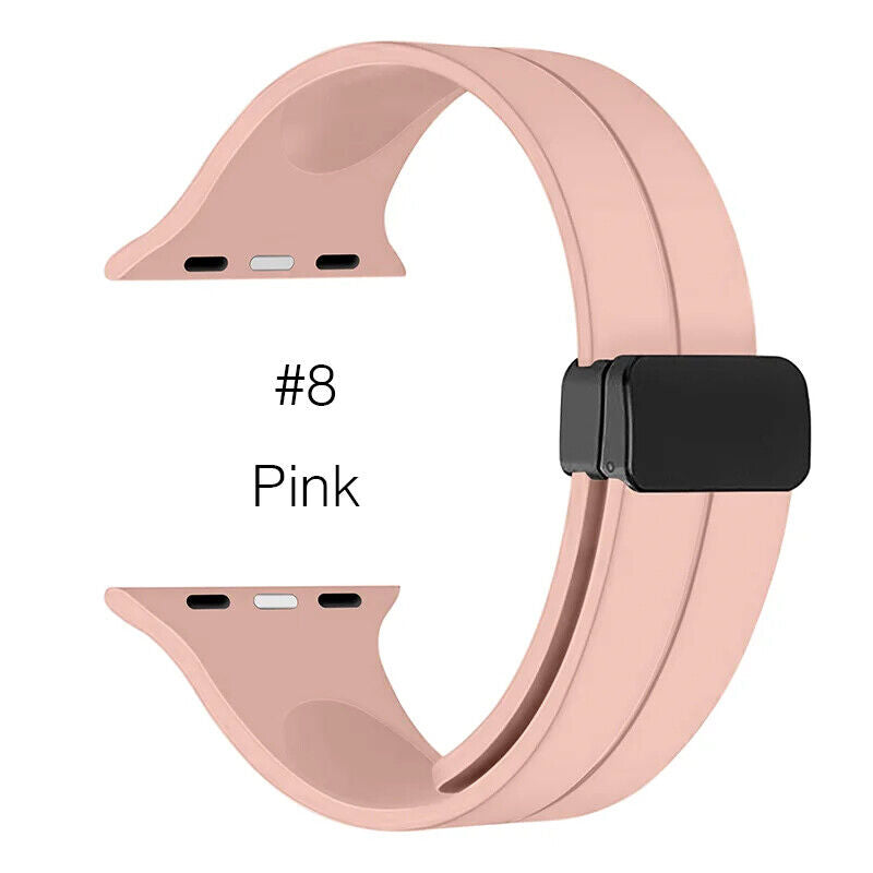 Soft Silicone Watchband • Apple Watch Compatible • Magnetic Buckle