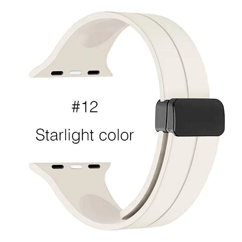 Soft Silicone Watchband • Apple Watch Compatible • Magnetic Buckle